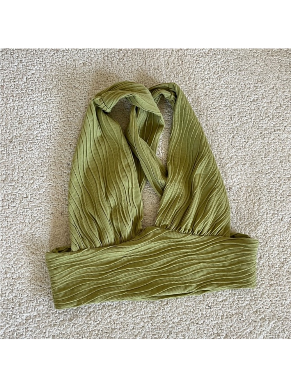 Cider Olive Green summer vacation Halter Top M